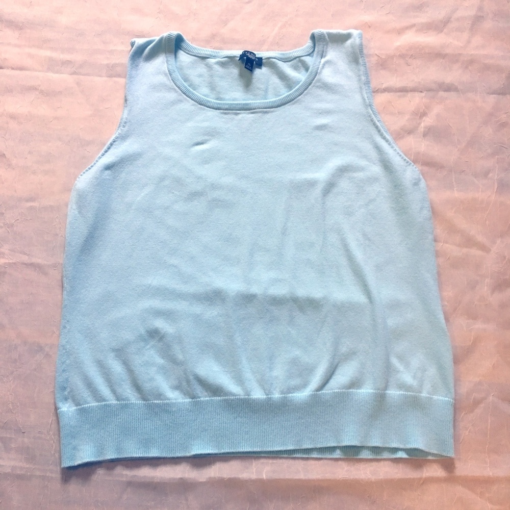 Talbots Petites XL Light Blue Sleeveless Shirt